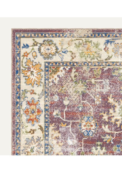 Mürdüm Zeminli Vintage Oushak Tarzı Halı Dijital Şönil Halı modelleri
