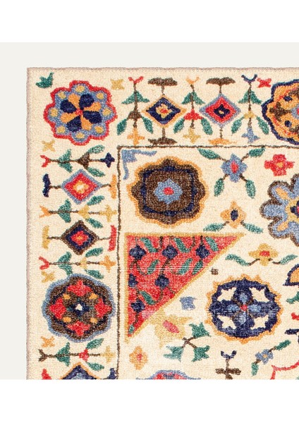 Vintage Desenli Bej Renkli Salon Halısı, Dokuma Taban Dekoratif Şönil Halı modelleri