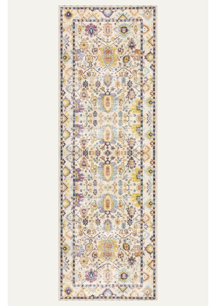 Modern Vintage Renkli Çiçek Motifli Dijital Şönil Halı - Kaymaz Tabanlı ve Yıkanabilir indirimleri