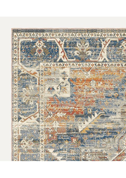 Geleneksel Detaylar Vintage Desenli Bej Renkli Salon Halısı, Dokuma Taban Dekoratif Şönil Halı modelleri