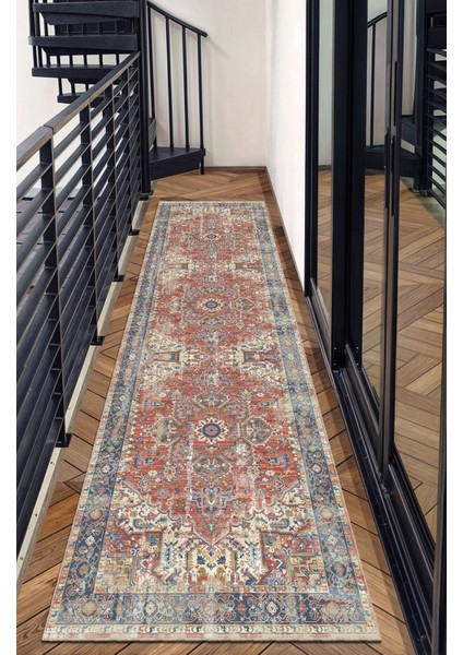 Zengin Gelenek Heriz Tarzı Vintage Bej Renkli Salon Halısı, Dokuma Taban Dekoratif Şönil Halı