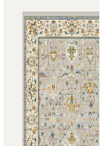 Vintage Desenli Mavi Renkli Salon Halısı, Dokuma Taban Dekoratif Şönil Halı modelleri