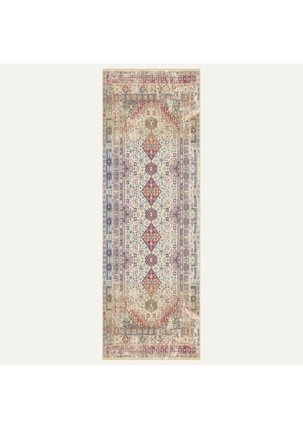 Renkli Motiflerle Bezenmiş Vintage Desenli Salon Halısı, Dokuma Taban Dekoratif Şönil Halı indirimleri