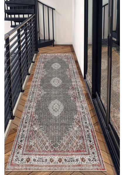 Vintage Halı Göbekli Çiçek Motifli Gri ve Bordo Klasik Dijital Şönil Halı fırsatları