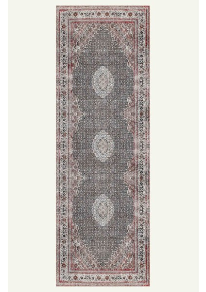 Vintage Halı Göbekli Çiçek Motifli Gri ve Bordo Klasik Dijital Şönil Halı indirimleri