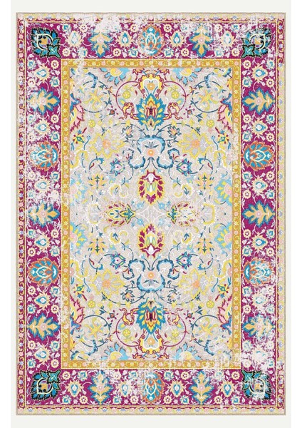 Vintage Desenli Pembe Bej Çiçekli Salon Halısı, Dokuma Taban Dekoratif Şönil Halı fiyatları