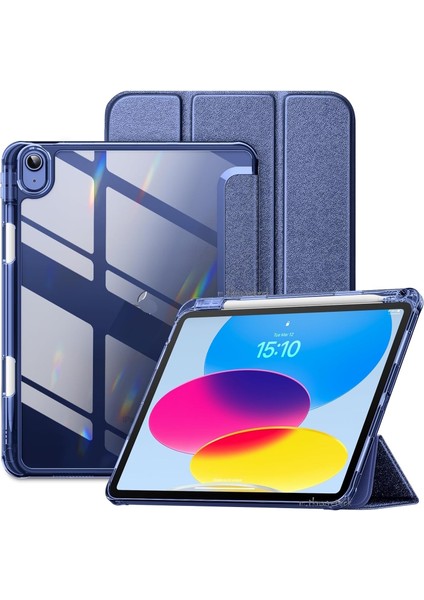 Apple iPad 11. Nesil 2025 Tablet Kılıf Manyetik Pen Charge Kalem Bölmeli Akıllı Uyku Modlu Şeffaf Kapak A3355/A3356 A16