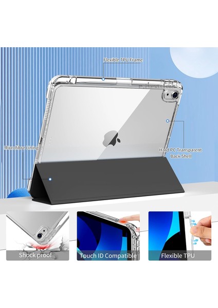Apple iPad 11. Nesil 2025 Tablet Kılıf Manyetik Pen Charge Kalem Bölmeli Akıllı Uyku Modlu Şeffaf Kapak A3355/A3356 A16 indirimleri