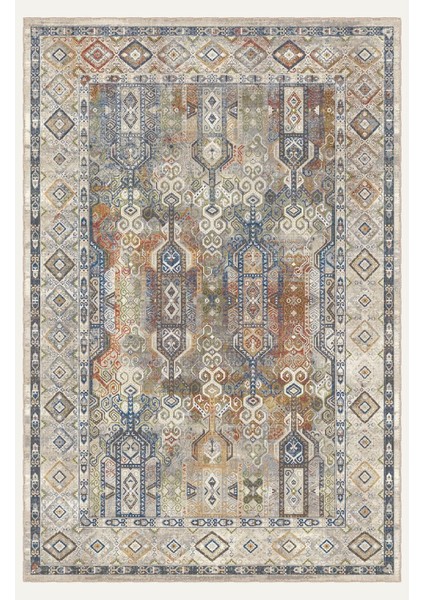 Vintage Halı Modern Motifli Bej ve Mavi Kilim Desenli Dijital Şönil Halı fiyatları