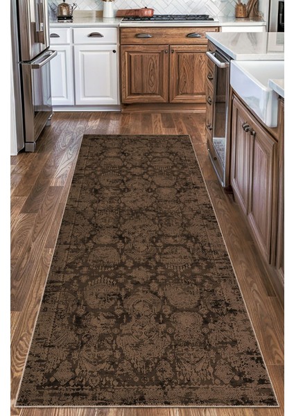 Vintage Halı Modern Motifli Kahverengi Kilim Desenli Dijital Şönil Halı fırsatları
