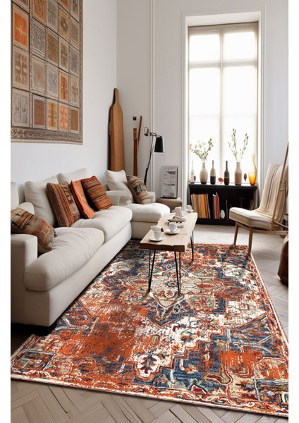 Vintage Desenli Salon Halısı, Dokuma Taban Dekoratif Şönil Halı