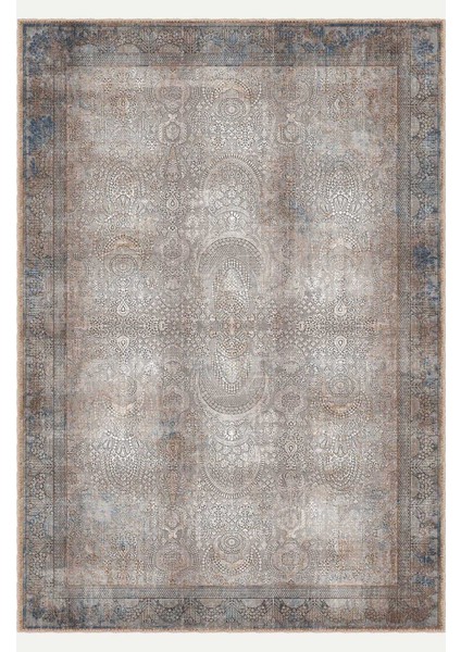 Bej ve Gri Tonlarında Zarif Paisley Desenli Vintage Halı Dijital Şönil Halı fiyatları