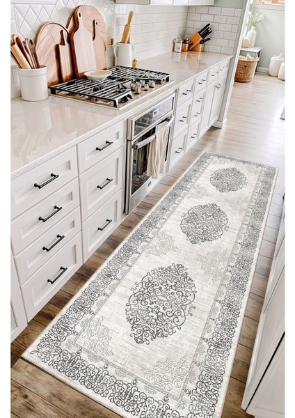 Vintage Halı Modern Motifli Gri Göbekli Kilim Desenli Dijital Şönil Halı fırsatları