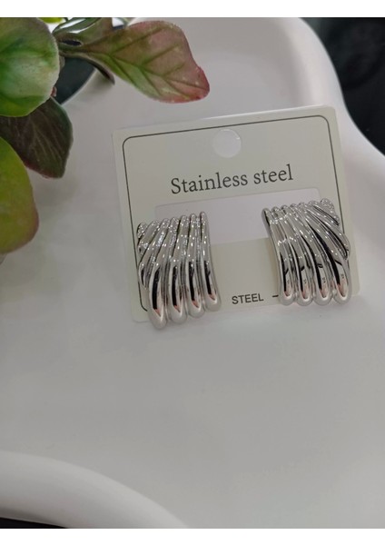 Silver Deniz Kabuğu Model Çelik Küpe modelleri