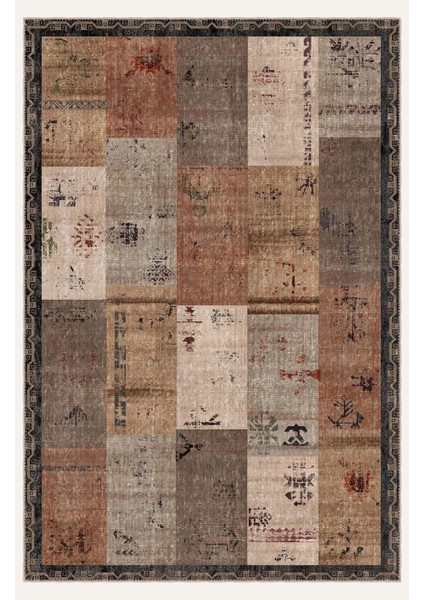 Vintage Halı Modern Motifli Kahverengi Klasik Kilim Desenli Dijital Şönil Halı fiyatları