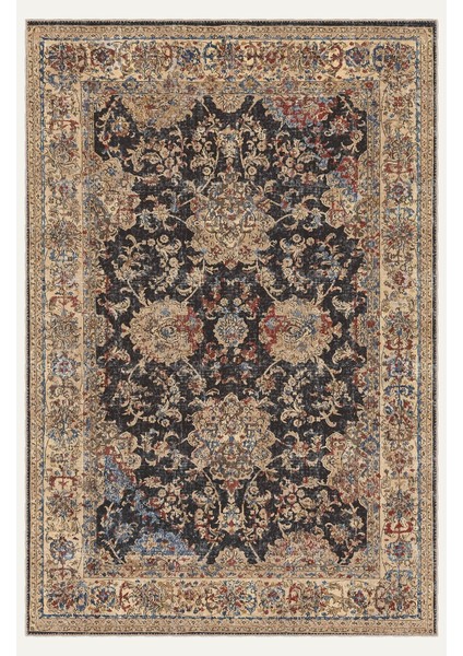 Vintage Halı Modern Motifli Bej ve Antrasit Klasik Desenli Dijital Şönil Halı fiyatları