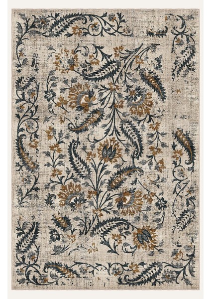 Vintage Halı Göbekli Çiçek Motifli Bej Klasik Dijital Şönil Halı fiyatları