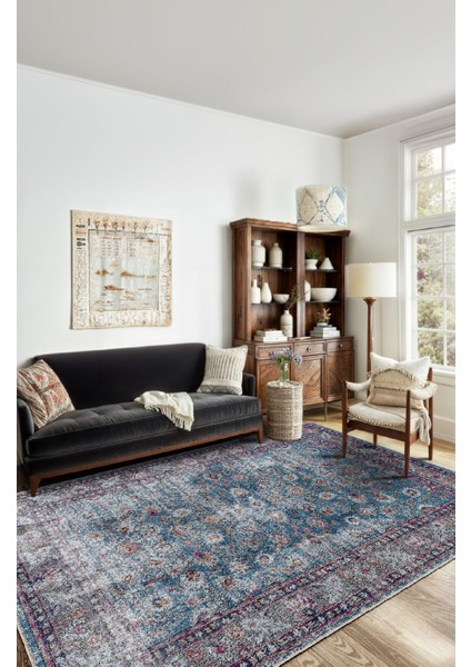 Soft Pastel Vintage Desenli Salon Halısı, Dokuma Taban Dekoratif Şönil Halı