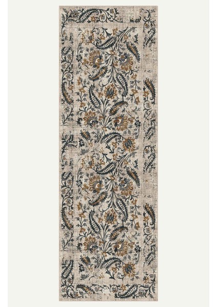 Vintage Halı Göbekli Çiçek Motifli Bej Klasik Dijital Şönil Halı indirimleri