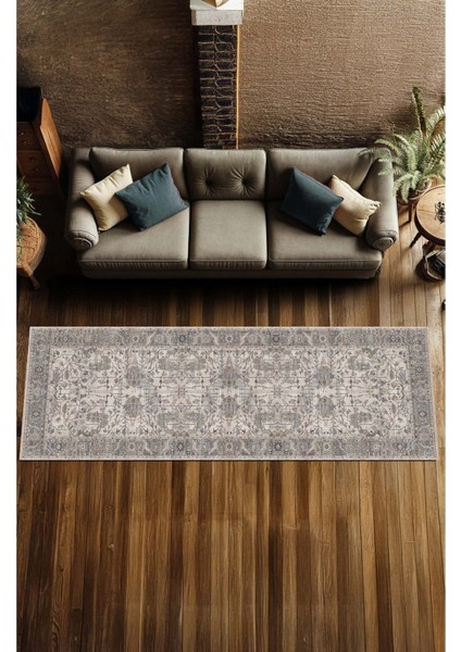 Vintage Halı Modern Motifli Gri ve Bej Kilim Desenli Dijital Şönil Halı fırsatları