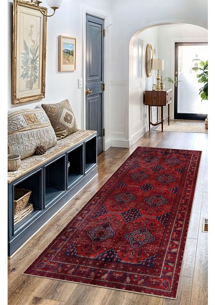 Afgan Bordo Vintage Desenli Salon Halısı, Dokuma Taban Dekoratif Şönil Halı fırsatları
