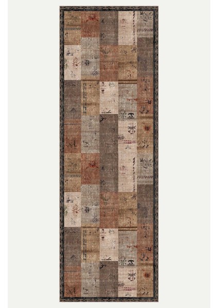 Vintage Halı Modern Motifli Kahverengi Klasik Kilim Desenli Dijital Şönil Halı indirimleri