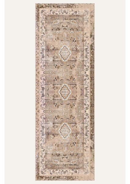 Geleneksel Çiçek Desenli Vintage Bej Dijital Şönil Halı Kaymaz Tabanlı ve Dayanıklı indirimleri