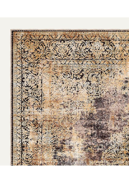 Soft Pastel Vintage Desenli Salon Halısı, Dokuma Taban Dekoratif Şönil Halı