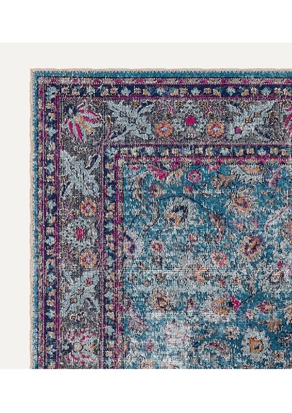Soft Pastel Vintage Desenli Salon Halısı, Dokuma Taban Dekoratif Şönil Halı