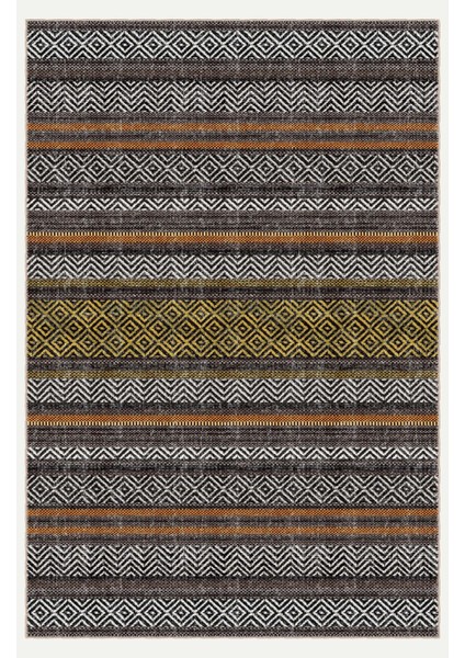 Vintage Halı Modern Motifli Kahverengi ve Çizgili Kilim Desenli Dijital Şönil Halı fiyatları