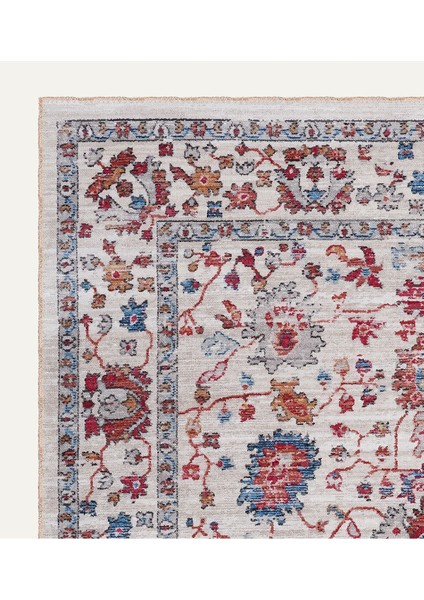 Pastel Zarafet Vintage Desenli Bej Renkli Salon Halısı, Dokuma Taban Dekoratif Şönil Halı modelleri