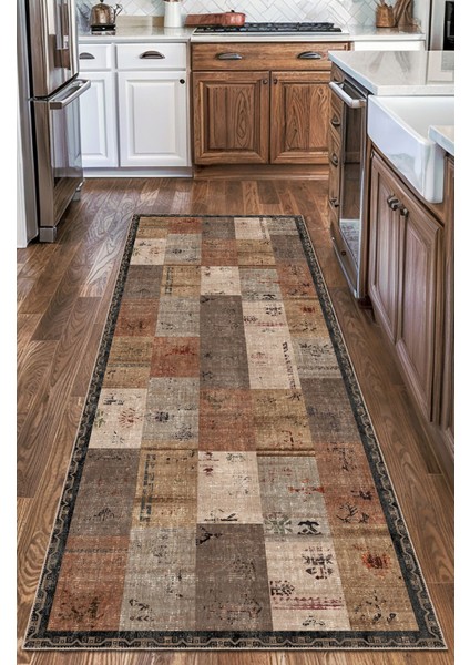 Vintage Halı Modern Motifli Kahverengi Klasik Kilim Desenli Dijital Şönil Halı fırsatları