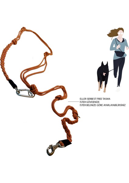 Iki Renkli Yavruağzı Tasarım Köpek Eller Serbest Hands Free Koşu ve Yürüyüş Gezdirme Tasması