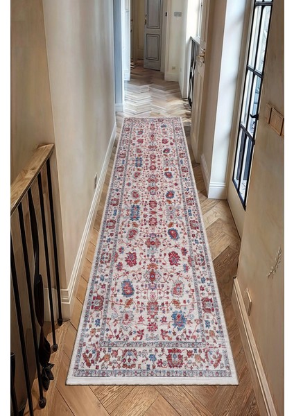 Pastel Zarafet Vintage Desenli Bej Renkli Salon Halısı, Dokuma Taban Dekoratif Şönil Halı fırsatları