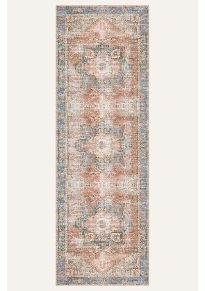Soft Pastel Vintage Desenli Salon Halısı, Dokuma Taban Dekoratif Şönil Halı