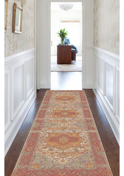 Vintage Desenli Bej Renkli Salon Halısı, Dokuma Taban Dekoratif Şönil Halı fırsatları