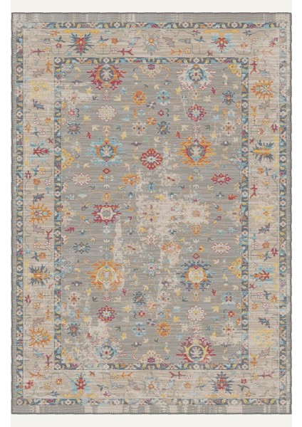 Pastel Çiçek Bahçesi ve Zarif Motiflerle Vintage Salon Halısı, Dokuma Taban Dekoratif Şönil Halı