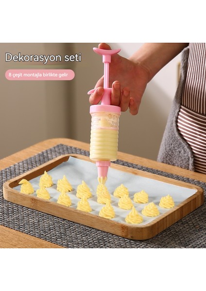 Weırsoın Kurabiye Dekorasyon Tabancası 8 Kafalı Dekorasyon Krema Ağzı (Yurt Dışından)