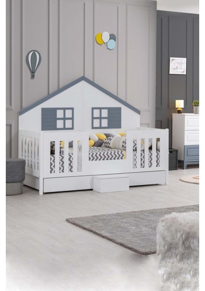 Trend Gri Montessori Yawru Yataklı Karyola (%100 Mdf Malzeme)