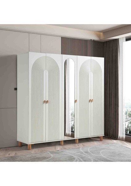 Elegance %100 Mdf Membran 5 Kapaklı Dolap Gardırop