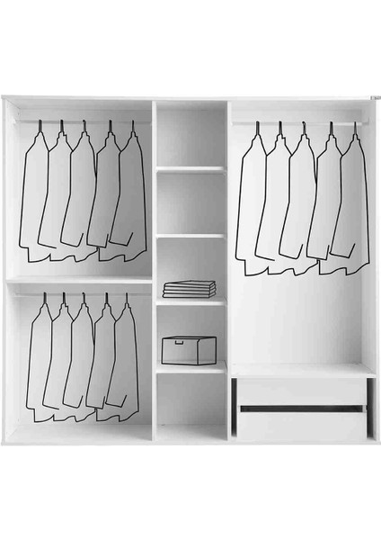 Elegance %100 Mdf Membran 5 Kapaklı Dolap Gardırop