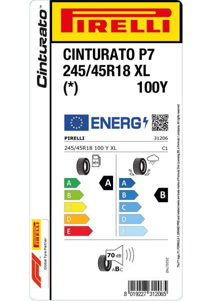 245/45 R18 100Y Xl Cınturato P7 (*) Oto Yaz Lastiği (Üretim Yılı: 2025) fiyatları