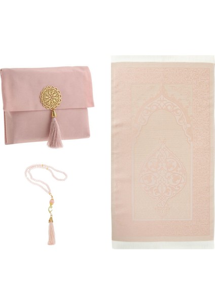 Şantuk Keseli Tafta Seccade ve Inci Vavlı Tesbih Set , Taşınabilir Namaz Seti, Hediye Seti modelleri