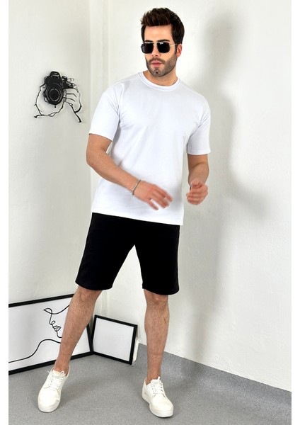 Unisex Beyaz Oversize Bisiklet Yaka T-Shirt modelleri