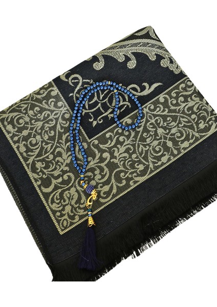 Premium Osmanlı Desen Seccade ve Vavlı Inci Tesbih Set , Kadınlar Erkekler Için Islami Hediyeler