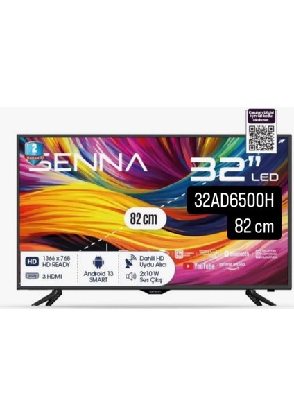 32AD6500H 32'' 82 Ekran Uydu Alıcılı HD Ready Android Smart LED TV