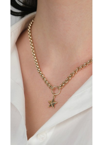 14 Ayar Altın Yıldızlı Zincir Kolye modelleri