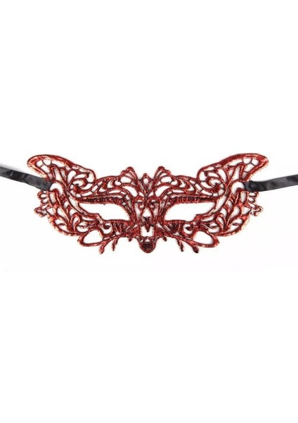 Kırmızı Dantel Masquerade Maskesi 9 No