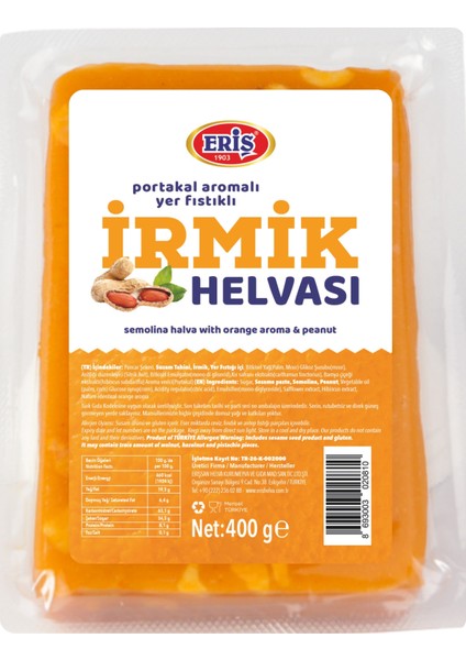 400 gr Portakal Aromalı Yer Fıstıklı Irmik Helvası