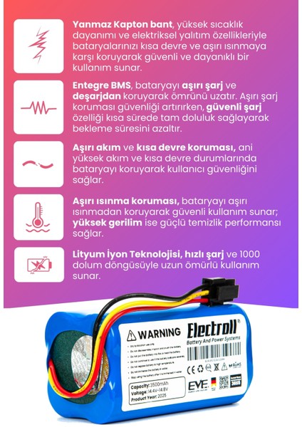 360 S7 Batarya (Maksimum Kapasite) 3500MAH Pil Akıllı Robot Süpürge Batarya Değişimi
